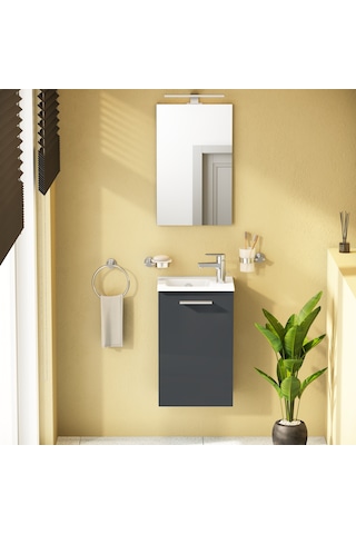 VitrA Mia 69582 Banyo Dolabı Seti Parlak Antrasit 40 CM Antrasit