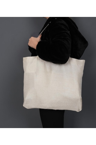 Hasır Dokulu Körüklü Kadın Kol Ve Omuz Çantası Krem-1416