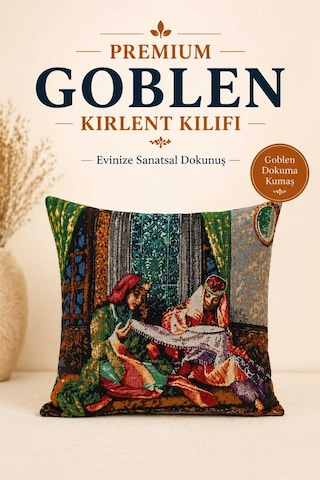 Goblen Kaneviçe Desen Kırlent Kılıf Renkli