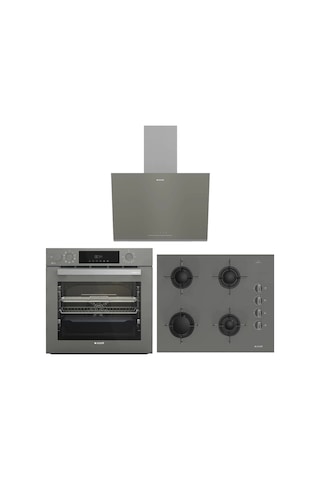 Arçelik AFC 361 G Fibona - ADE 606-2 G - OCD T 651 EG Gri Cam Ankastre Set