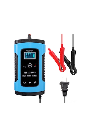 Symbee 12v 6a Akıllı Akü Şarj Cihazı, Otomobil Motosiklet Lityum Akü Tamiri, Aşırı Şarj Ve Kısa Devre Korumalı, Mavi, Amerikan Standartı