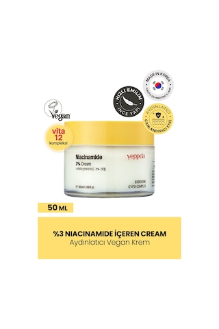 Yeppda %3 Oranında Niacinamide İçeren Nemlendirici Krem Yeppda Niacinamide %3 Cream 50 ML