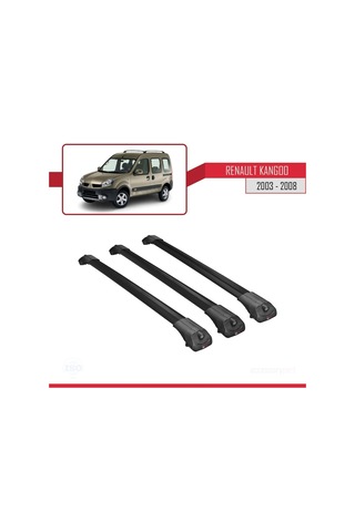 Renault Kangoo 2003-2008 Arası İle Uyumlu Ace-1 Ara Atkı Tavan Barı Siyah 3 Adet Bar