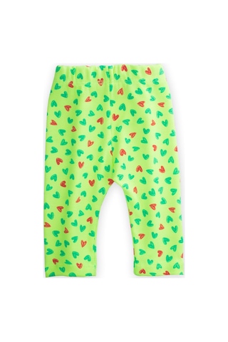 Cigit Neon Mevsimlik Kız Tayt 0-5 Yaş Yeşil Kalpli Yeşil