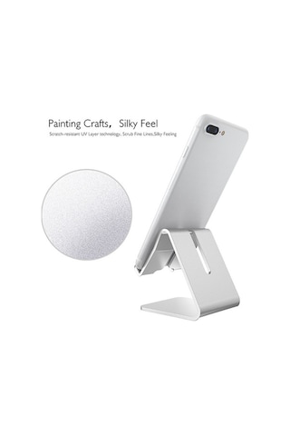 Sandwich Alüminyum Dikey Açı Ayarlı Telefon/tablet Standı, Kayma Engeli, Şarj Delikli, Ergonomik Gül Altını Stand