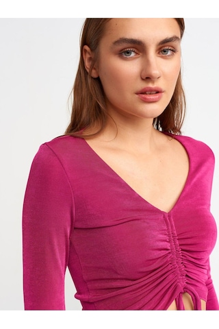 Dilvin 3795 Büzgülü Top Fuşya-352 Fuşya