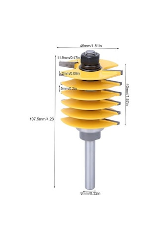 Fortunelane Ahşap Birleştirme Frezi Ucu - 8mm Saplı, Yg6 Alaşımlı, Testere Tabanlı, Elektrikli Freze Makinaları İçin, Anti-geri T