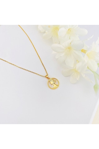Kadın Kolye Kraliçe Madalyon Figürlü Altın Kaplama Gold 45cm Gold Beyaz