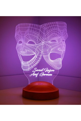 3D Led Lamba 3 Boyutlu Maske Kişiye Özel Hediye Gecelambası