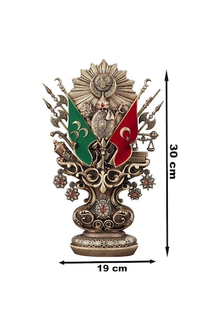Thentech Osmanlı Tuğrası Biblo Osmanlı Türk Tuğrası Hediyelik Masaüstü Biblo 30x19cm Hediyelik Biblo