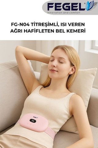 Fegel FG-N04 5 Kademe Isıtmalı Titreşimli 4000 mAh Şarjlı Bel-Karın Masaj Kemeri Pembe