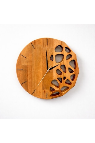 El Yapımı Ahşap Duvar Saati Kayın Ağacı Modern Dekoratif Saat 30x30 Cm Minimalist Doğal Ahşap Saat Ahşap - Kahverengi