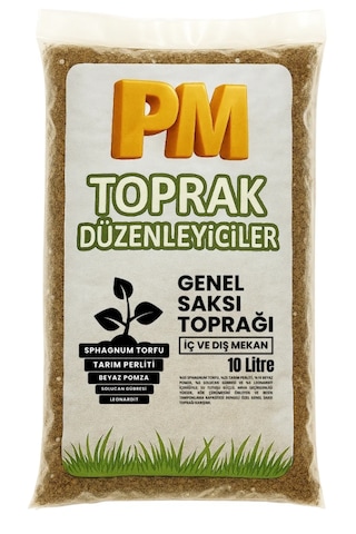 Genel Saksı Toprağı İç Ve Dış Mekan Bitkileri İçin Doğal Karışım, Solucan Gübresi Ve Leonardit Katkılı 10 L