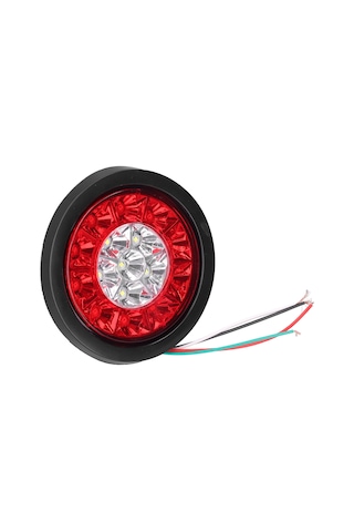 Reedark 16led Dairesel İki Renkli Araç Arka Feneri 12-24v, Kırmızı-beyaz, Sinyal Ve Durma Fonksiyonu, Su Geçirmez, Mk-272