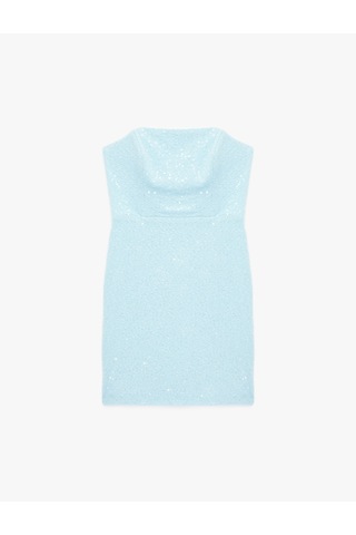 Koton Pullu Payetli Straplez Yaka Kolsuz Bodycon Mini Abiye Elbise Mavi 6sak80019fk
