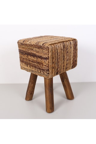 Abaka Kare Puf & Stools-doğal Teak Gövde 33x44x50 Cm Bej