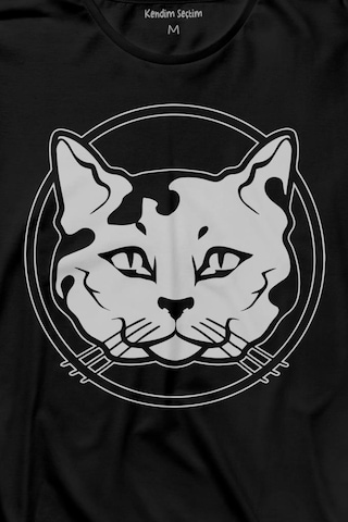 Sevimli Kedi Minik Bıyıklı Cat Minnoş Uzun Kollu Tişört Baskılı T-shirt 001