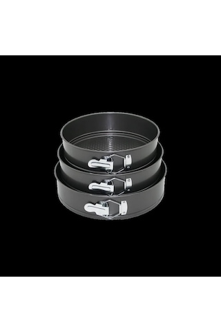 Jenerik 3'lü Yuvarlak Metal Kelepçeli Kek Kalıp Seti 24-26-28 Cm Çok Renkli