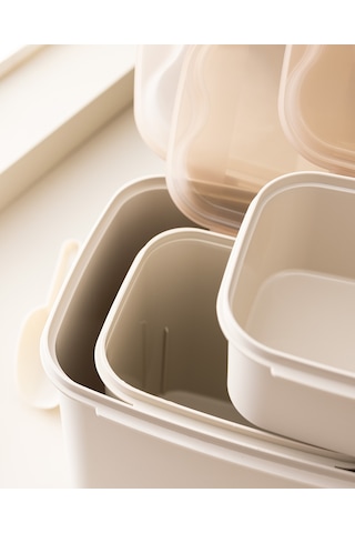 Madame Coco Lucca 3'lü Saklama Kabı Seti - Bej 8684427124994 Ekru
