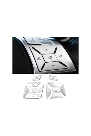 Mercedes C Serisi W204 Direksiyon Tuş Kaplaması Gümüş 2011-2013