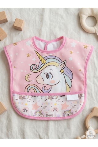 Set Kısa Kollu Bağlamalı Ayarlanabilir Sıvı Geçirmez Aktivite ve Mama Önlüğü Unicorn & Sevimli Ayıcıklı Çok Renkli 2'li