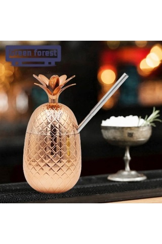 Createtech Yeşil Orman Ananas Bardak, Pratik Kupalar, Mutfak Araçları 07 Beyaz