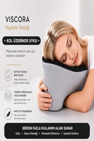 Kaylule Yastığı Şekerleme Ve Nap Yastığı, Boyun, Kol Ve Yüz Destekli Ergonomik Dinlenme Yastığı