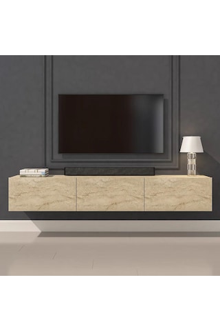 Beliz Tv Ünitesi Tv Sehpası Alt Modül Traverten 200 Cm Mdf