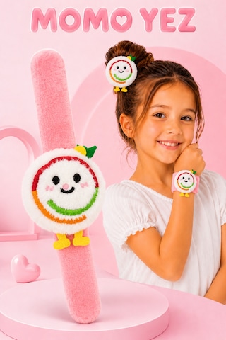 Sushi Peluş Bileklik Oyuncak Bileğe Vurunca Sarılan Slap Bileklik, Çok Amaçlı Saç Tokası Açık Pembe