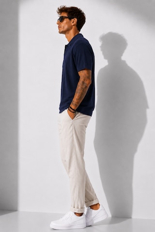 Ribana Erkek Kısa Kollu Fitilli Yarım Düğme Kapama Polo Yaka T-shirt 26001 Lacivert