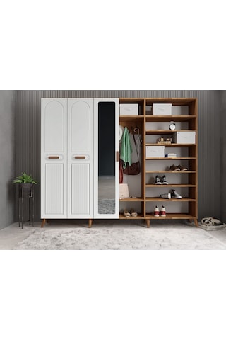 Letto Membran 6 Kapaklı Portmanto Montaj Dahil Ceviz Beyaz 210 Cm
