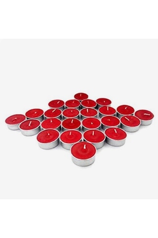Kırmızı Tealight Mum 25 Adet Kırmızı