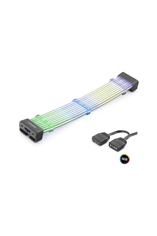 Bükülebilir Sleeved Ekran Kartı Argb Lightboard 2x8 Pin 44 Led Siyah Nd2803b Evimdeyokyok