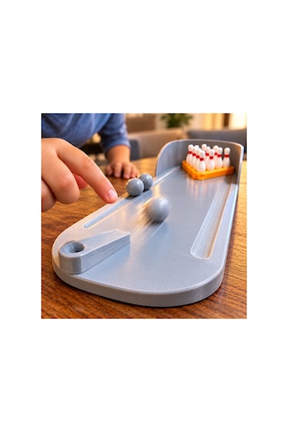 Mini Masaüstü Bowling Seti 30 Cm 10 Lobut Ve 3 Toplu Parmak Bowling Oyunu