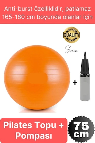 Svein 75 Cm Yoga Pilates Topu Ve Şişirme Pompası Hediye Denge Egzersiz Aerobik Jimnastik Reformer Spor Set