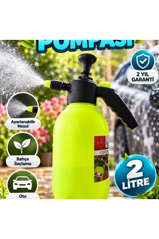 2 Litre Basınçlı El Püskürtücü Ayarlanabilir Nozullu Oto Bahçe Ve Temizlik Spreyi