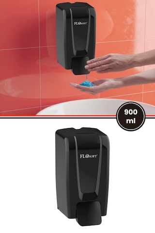 Flosoft F248S Manuel Gagalı Sıvı Sabun Dispenseri, 700 Ml Banyo Mutfak Duvara Monte Sabunluk Siyah