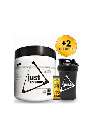 Just Nutrition Creatine Monohydrate Kreatin 360 Gr 120 Servis + Shaker + Protein Kahve Aromasız