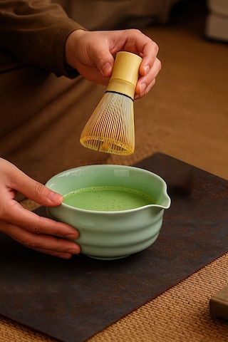Seramik Matcha Çayı Köpürtme Kasesi Chawan Mt215 Yeşil