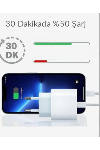 25w Apple Uyumlu iPhone Uyumlu Hızlı Şarj Adaptörü Ve Type-c Lightning Kablo Seti - Hızlı Ve Güvenli Şar