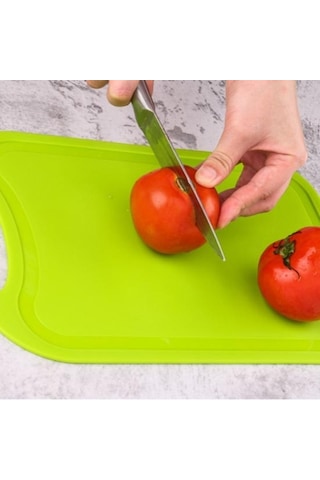 Açık Pembe Kaymaz Plastik Kesme Tahtası Gıda Meyve Doğrama Blok Mat Mutfak Aşçı Kaynağı