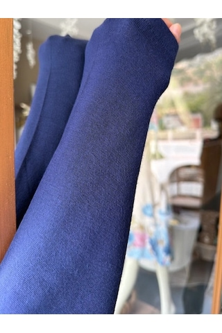 Mirve Butik V Yaka Yumoş Merserize Bluz Lacivert
