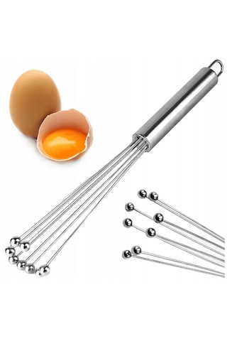 Rotanev Yeni Nesil Ayarlanabilir Paslanmaz Çelik Metal Boncuk Top Uçlu Yumurta Çırpıcı Sos Karıştırıcı Gri