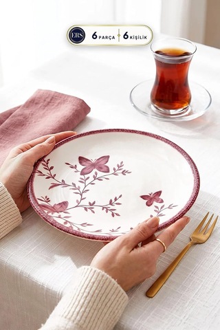 Verna Pembe 6'lı Pasta Tabağı Seti 20 Cm