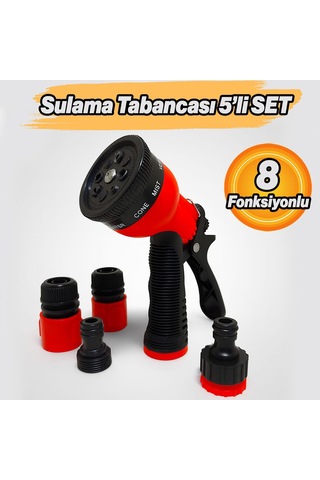 Ayarlanabilir Bahçe Sulama 8 Fonksiyonlu Tabancası Dayanıklı Yüksek Basınçlı Dayanıklı 5'li Set Sku: Smgstk76fb1d055e