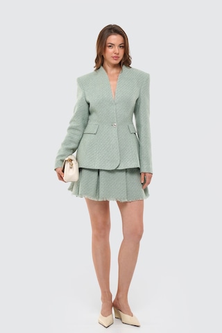 Thalure Kadın Mint Yeşili Yakasız Tüvit Blazer
