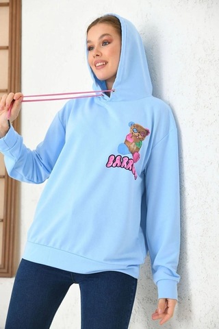 Altamira Unisex Barrow Baskılı Oversize Kapşonlu Sweatshirt 001