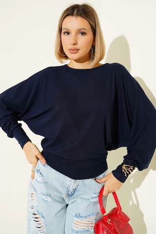 Yarasa Kol Salaş Bluz Lacivert T4273 Lacivert