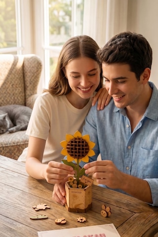 Ahşap Günebakan Çiçeği 3d Puzzle Ahşap Minyatür Maket Kiti Dıy Kendin Yap