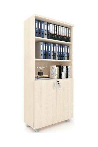 Modüler Dünyası Kapaklı Kitaplık Dosya Dolabı Akça - 80X38X188 Akçaağaç